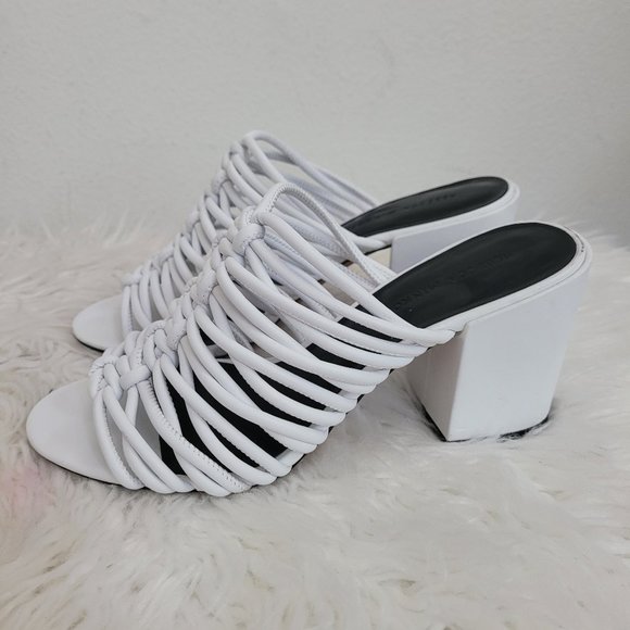 REBECCA MINKOFF Calanthe Strappy Block Heel Sandals Vegan Leather Sz 8 M - Picture 1 of 13